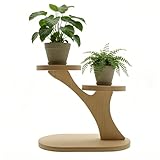 Hoypeyfiy Kleines Holzpflanzenregal, 2-stufiger Pflanzenanzeigeständer, vielseitiger Pflanzenhalter für Zuhause, Büro und Gartendekoration (2 Etagen)