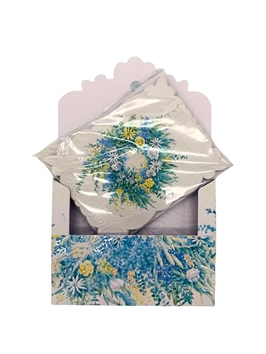 Image of Poster Foundry Set of 3 - Blue Wreath Boxed Note Cards by Carol Wilson. 10 embossed 4x5 Die-Cut Notecards and Matching Envelopes in Decorative Gift Box with Magnetic Flap. NCP3000
