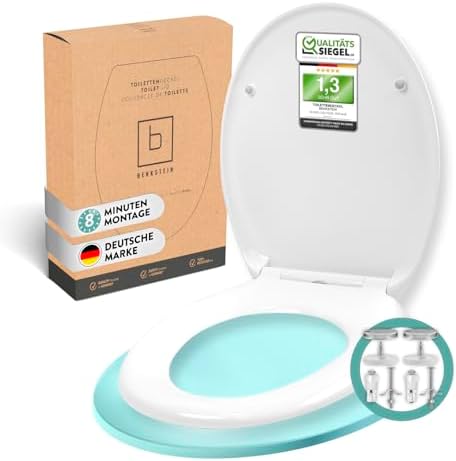 Benkstein® Toilettendeckel mit Absenkautomatik oval weiß – antibakterieller WC Sitz – Quick-Release zur einfachen Reinigung – einfache Montage – Urea-Duroplast – abnehmbar – bis 15