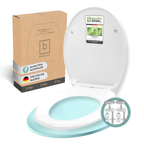 Benkstein® Premium Toilettendeckel oval weiß. Klodeckel mit Quick-Release-Funktion und Softclose Absenkautomatik. Antibakterielle Klobrille aus Duroplast und rostfreiem Edelstahl abnehmbar.(Klassisch)