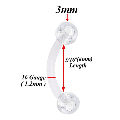 Bodyjewellery 6Pcs 16G Banana Barbell Curved Surgical Steel Helix Daith Bridge Stud Rook Lip Ring Tragus Cartilage Eyebrow Acyp 8Mm #TOP5