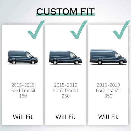 Image of KARPAL Floor Mats for 2015-2021 Ford Transit 150 /250 /350 /350HD w /Carpet Flooring (No Fit Transit Connect), Custom Fit TPE All Weather Ford Transit Accessories Front Floor Liner