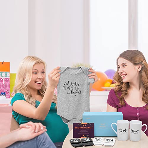 Pregnancy Gifts For First Time Moms - New Mom Gifts For Women, Mom And Dad Est 2023 14 Oz Mug Set With Onesie And Baby Socks - Top New Parents Gifts For Couples - Gift For Gender Reveal, Baby Shower… #TOP5