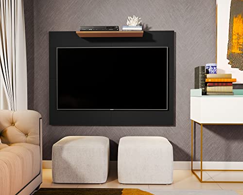 Painel Paris Suporte Suspenso Para TV Até 50 Polegadas Quarto Ou Sala Com Prateleira (Preto / Nature