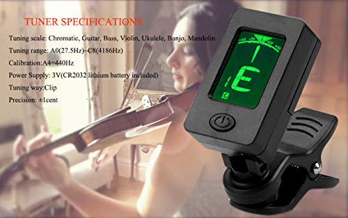 Capo Black Guitar Capo with Tuner Set,Guitar Clip On Tuner for Acoustic Guitar Bass Ukulele Violin