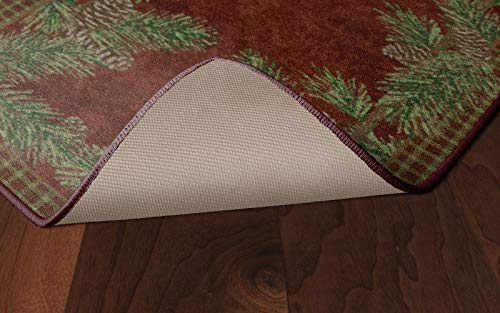 Brumlow Mills Pine Cone Rustic Fall Winter Gingham Area Rug For Kitchen, Bathroom Mat, Doorway, Bedroom Or Home Decor, 20" X 44", Burgundy #TOP3