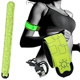 UMikke ランニング ライト 充電式 LED アームバンド セーフティバンド スラップバンド 反射バンド 夜間 光る 反射板 ジョギング ウォーキング グリーン