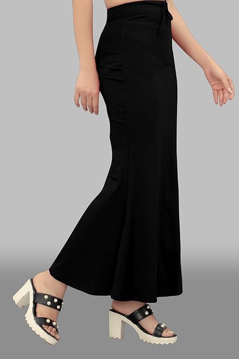 Women’s Body-Hugging Stretchable Saree Shapewear – Smooth Fit Slimming Petticoat (US, Alpha, One Size, Regular, Long, XL-XXL, Black)