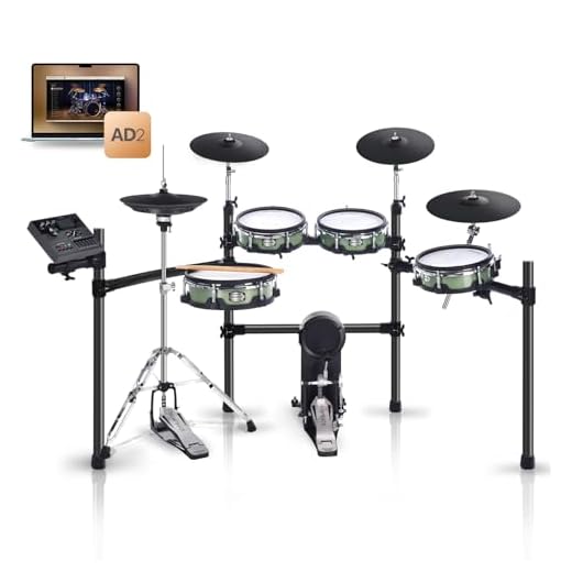 HAMPBACK ACE-530 Electric Drum Set with Double Layers Mesh Heads, Choke Cymbal, Independent Hi-hat Stand, Restore Authentic Drum Sound & Percussive Feel, Bluetooth Sound Module, Suit for Professional