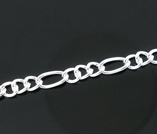 Jgfinds Figaro Cable Link Chain - 10 Meter Silver Plated Chain For Jewelry Making - Over 30 Feet, 7X3.5Mm - 4X3.2Mm (Silver Plated) - Bulk Wholesale #TOP2