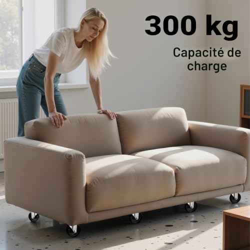 Wiltec 2X Chariot de Transport 575 x 290 x 144 mm, Charge maximale 300 kg, Plateau en Bois avec 4 roulettes pivotantes – vue 2