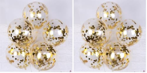 Image of AMFIN (Pack of 20) Transparent Balloons Bouquet Combo with Pre Filled Golden Confetti & Ribbons for Anniversary, Birthday Girl, Baby Shower, Office Party Decorations Balloon Bunch for Decoration