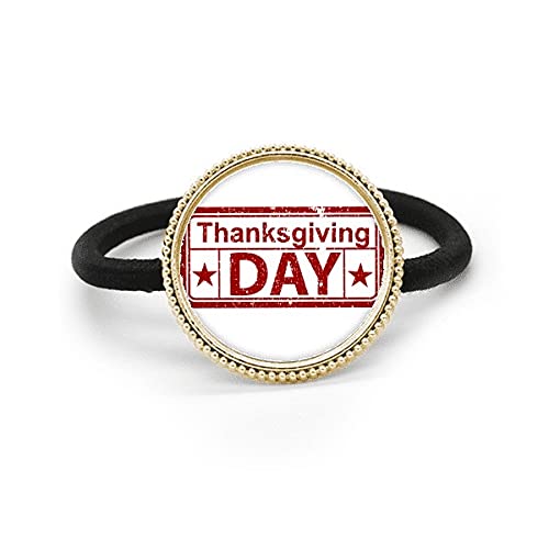 Élastique cheveux métal argenté Happy Thanksgiving avec bandeau caoutchouc