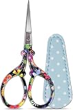 Classic 3.6' Sewing Scissors with Premium Leather Sheath-Hisuper Sharp Embroidery Scissors,Vintage Decorative Shears for Needlework,Cross Stitch,Crochet Accessories,Craft DIY Tool-Black Floral