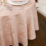 Romanstile Pink Mantel Redondo 160 cm para Exterior,Primavera, Antimanchas y Repelente al Agua,Jacquard Decorativo primaveral,Grande,para Pascua,Celebraciones Familiares,Brunch,café,jardín y terraza