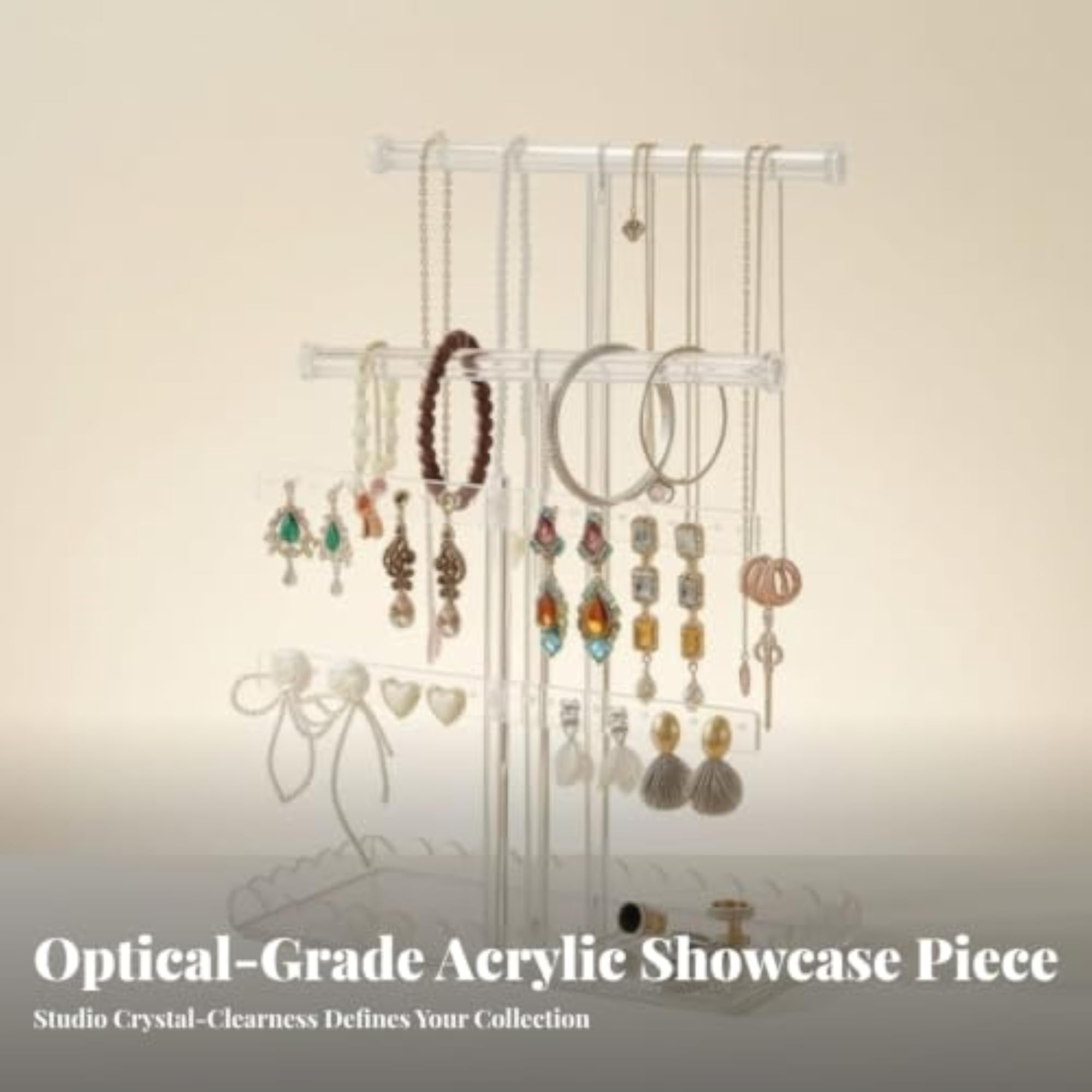 Tiered Jewelry Display Stand with Tray