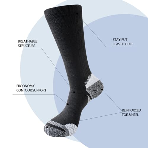 JOYNÉE 6 Pairs Mens Lightweight Crew Socks Cushioned Breathable Long Socks Work Athletic Running Thin Socks for Men2