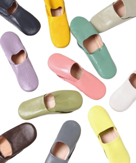 Moroccan Leather Babouche Slippers, Handmade Slippers, Sheepskin Slippers, Babouche, Mules, Hand Dyed, Organic. (6.5 UK / 40 EU / 8 US women's, Gold)