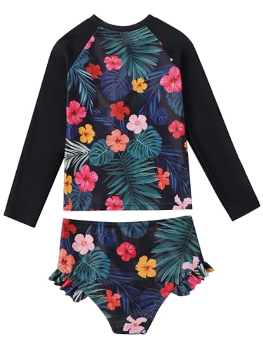Girls Long Sleeve Swimsuit Rash Guard Set Bathing Suit Two Piece Swim Suit UPF 50+ Summer Swimwear for Kids2