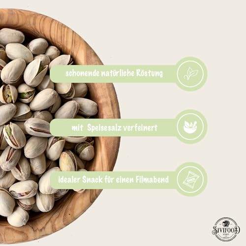 SIVIFOOD Pistazien geröstet & gesalzen 250g - geröstete Pistazien mit Salz verfeinert salzige Premium Pistazien Nüsse hochwertig vegan roasted and salted pistachio nuts