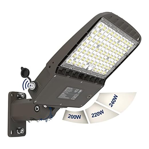 Dusk to Dawn LED Parking Lot Lights (38400lm Eqv 800W HPS) Adjustable Slip Fit Mount, 240W 220W 200W Outdoor Wall Pole Flood Light Fixture, Photocell Commercial Street Area Lighting- ETL Listed