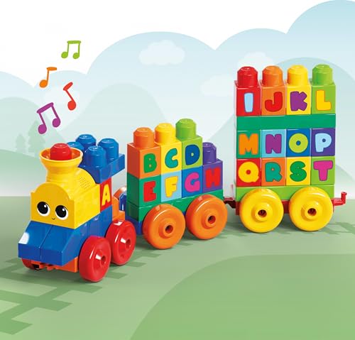 MEGA BLOKS First Builders Toddler Building Blocks Toy Set, ABC Musical Train with 50 Pieces, Music and Sounds, Ages 1+ Years - Image 4