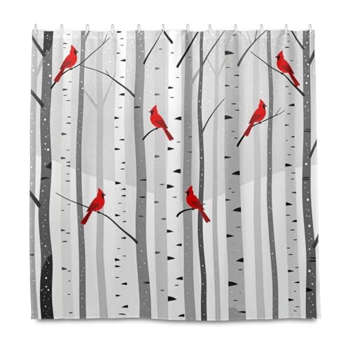 Rideau de douche oiseaux d'hiver imperméable en polyester 183x183 - 2