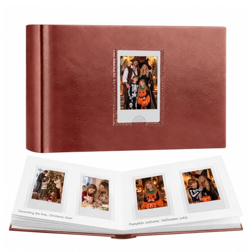 Veicevol 64 Pockets Instax Mini Photo Album with Writing Space, Brown