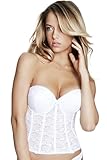 Dominique Lace Low Back Plunge Strapless Push Up Bustier Style 7759 - White - 36A