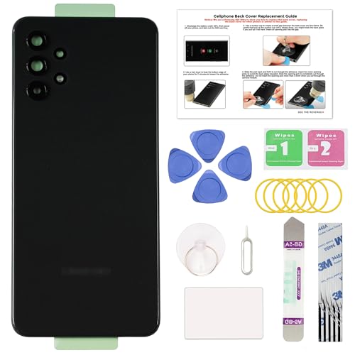 GREEN FUSION Compatible with Galaxy A32 5G Back Cover Replacement, Back Housing Door for A32 5G SM-A326 with Pre-Installed Frame Sticker, Repair Toolkit & Instruction (Awesome Black)
