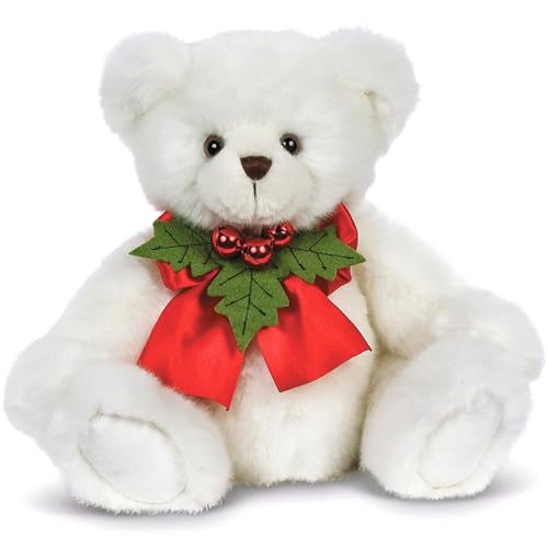 Bearington Hollister Hollybeary Christmas Teddy Bear, 15 Inch, White Teddy Bear Gifts for Kids