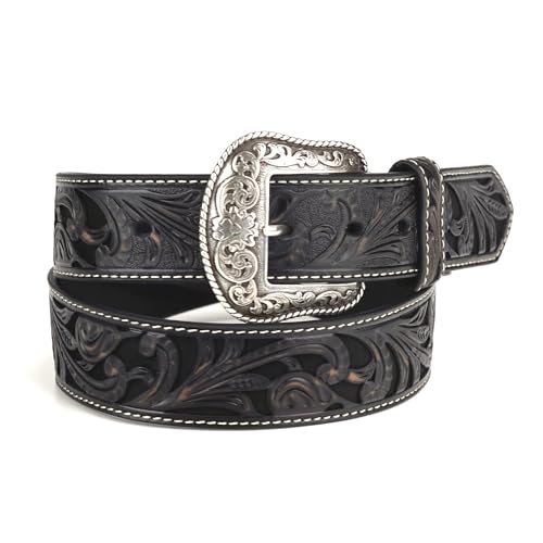 ARIAT Western Belt Womens Floral Embossed Leather Black A15650012