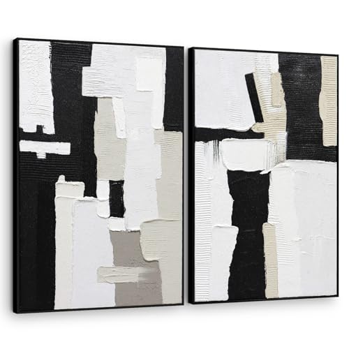 Hand-Painted Thick Texture Wall Art 3D Touch Dimensional Black White