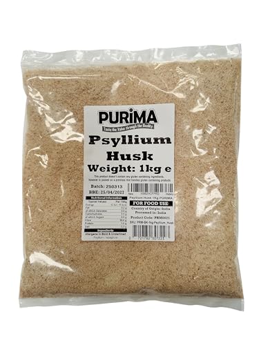 Psyllium Husk 1kg 99% Purity Blond Whole Husks Flakes Bulk Soluble Natural Fibre for Baking Drinks Food Humans Eat Gut Laxatives Constipation Relief Digestive Aid Ispaghula Isabgol Ispaghol