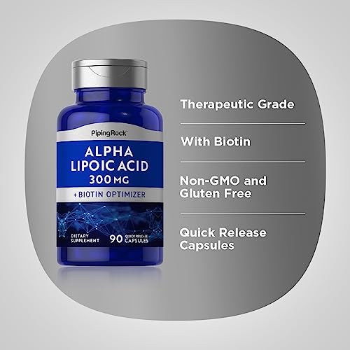 Piping Rock Alpha Lipoic Acid 300Mg Capsules | 90 Count | With Biotin Optimizer | Non-Gmo, Gluten Free Supplement #TOP3