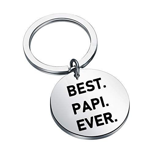 CENWA Best Papi Ever Keychain Papi Gift from Granddaughter Grandson Birthday Fathers Day Christmas Gifts for Papi (Best Papi Ever Keychain)