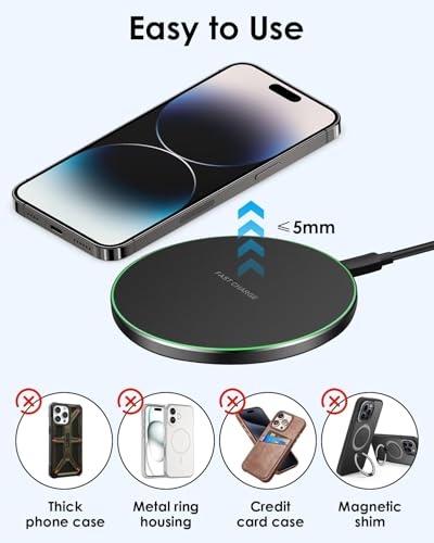 35W Induktives Ladegerät Ultra-Schnell 2er Pack, Induktion Kabelloses Ladegerät, kompatibel mit iPhone 17/16/15/14/13/12 Serie,für Samsung S25 Ultra/S24+/S23 FE Google Pixel 9/8 Pro,Qi-fähig