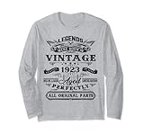 100th Birthday Vintage Gift For Legends Born 1923 100 Ys Old Long Sleeve T-Shirt