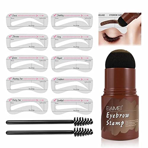 Eyebrow Stamp, Eyebrow Stamp Shaping Kit, Eyebrow Stamp Stencils Kit, Waterproof,Long Lasting, Eyebrow Makeup Powder Kit, Eyebrow Definer for Women (Black)