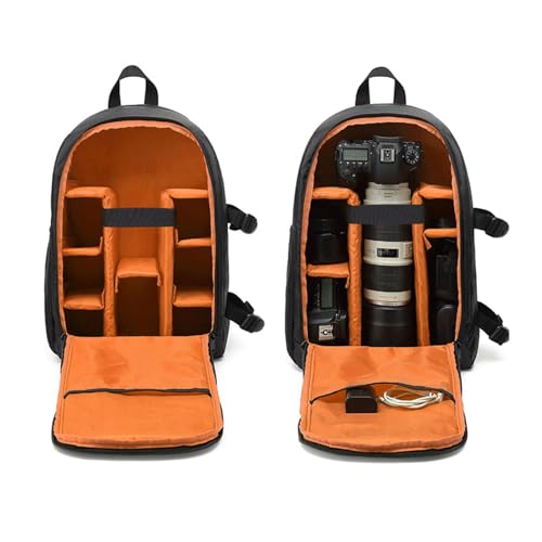 Mochila para fotografía de cámara - Mochila grande para cámara impermeable - Estuche para cámara Fotografía Mochila con compartimento para computadora portátil Cubierta para lluvia Cámaras DSLR SLR Le - imagen 3