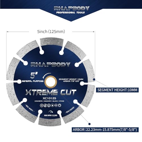 Image of RHAPSODY 5 Inch Diamond Saw Blade, Segmented General Purpose Blade