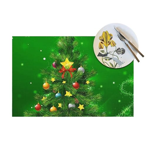 Sets de table cuisine motif arbres de Noël PVC résistant chaleur et intérieur
