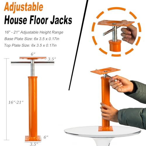 16"-21" Adjustable House Jack | 5-Ton Heavy Duty Floor Basement Jacks | House Floor Jacks Post for Beam Support, Crawl Space Shoring, Foundation Leveling & Structural Repair | Support Pole by Xypholth - Used condition - Image 5