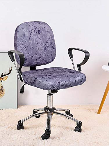 Image of Cortina Polyester Rotating Chair Office Covers | Soft Stretchable Elastic Spandex Material | Elastic Computer Chair Slip Covers | Removable Chair Case | Marble Print Grey | Chair Cover Set of 1
