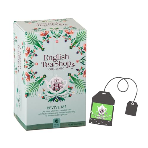 English Tea Shop | Tisana BIO Rivitalizzante | Tè Bianco, Moringa, Cannella e Ginseng - 20 Filtri in Eco Box (30 Gr) | Miscela Vitalità Rinvigorente