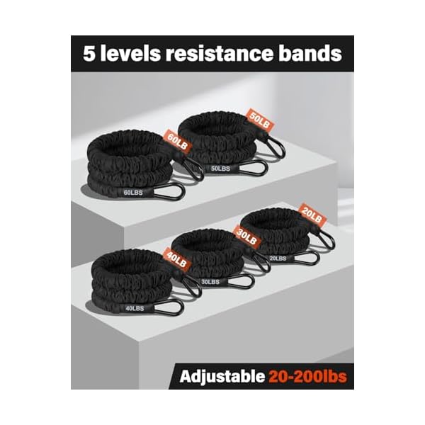 Resistance Bands, Exercise Bands, Resistance Bands for Working Out, Pull Up Assistance Bands, Work Out Bands with Handles for Men and Women Fitness, Strength Training Equipment - Image 4