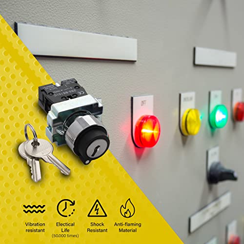 Shopcorp - 2 Position Maintained Selector Rotary Key Switch - Self-Lock Switch, 22Mm Mounting Hole Size, 1No Control Function, 415V Voltage And 10A Contact Current - Xb2-Bg21 Model #TOP6
