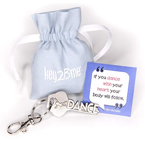 key2Bme Dance Key - Dancer Keychain & Inspirational Quote - The Cute Cool Fun Unique Small Team Gift Under $10 for Giving Kids Teens Friends Girls Coach Ballet tap Jazz Hip hop Broadway Theater