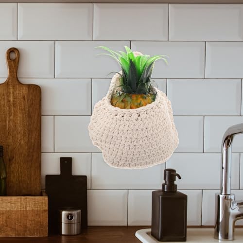 Cestas colgantes de cocina TOYANDONA beige de cuerda de algodón 6