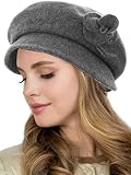 Wool French Beret Hat Grey Floral Beret Elegant Beret Cap Cloche Prom Winter Hat for Women and Girls